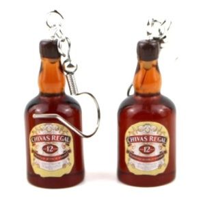 Chivas Regal Whisky Brown miniature Drop Earrings.